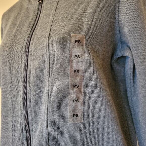 NWT Rebecca Malone Size PS Gray Long Sleeve Zip Cardigan Knit Sweater Pockets - Picture 4 of 16